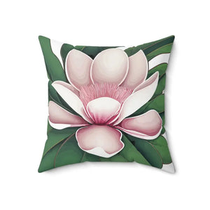 Large Pink Magnolia Spun Polyester Square Pillow - Dipaliz - 18’’ × - Throw Pillows