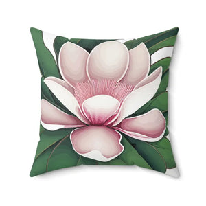 Large Pink Magnolia Spun Polyester Square Pillow - Dipaliz - 20’’ × - Throw Pillows