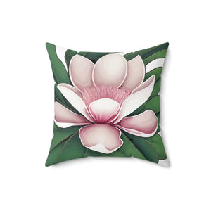 Large Pink Magnolia Spun Polyester Square Pillow - Dipaliz - Throw Pillows
