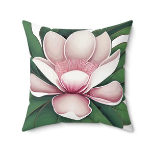 Large Pink Magnolia Spun Polyester Square Pillow - Dipaliz - Throw Pillows