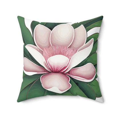 Elevate your Space with a Large Pink Magnolia Polyester Pillow - Home Decor