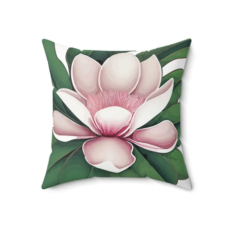 Elevate your Space with a Large Pink Magnolia Polyester Pillow - Home Decor