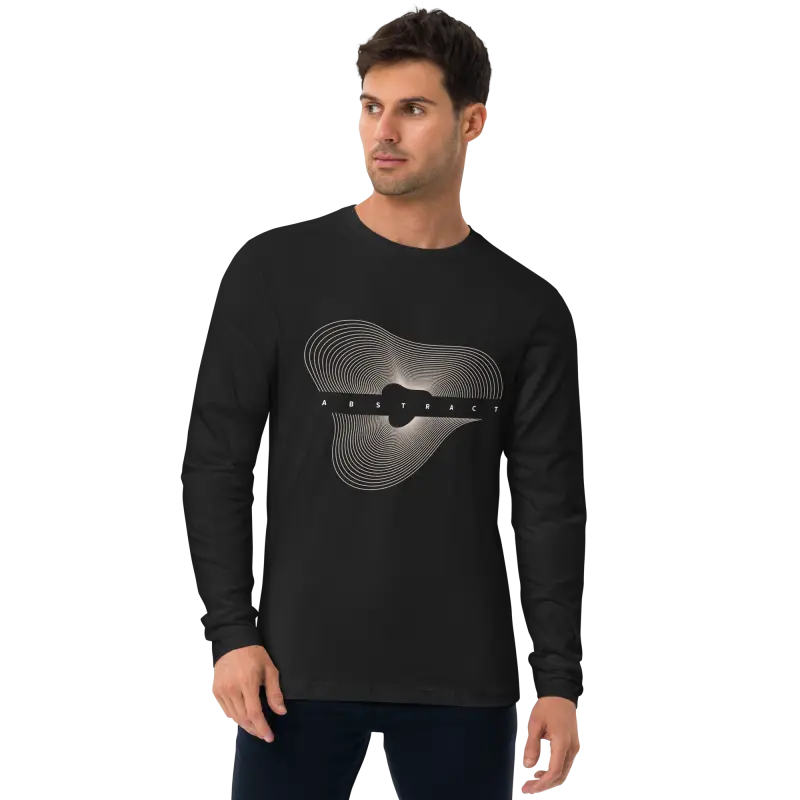 Chic Abstract Art Long Sleeve Fitted Tee for a Stylish Look - Black / s T-shirt