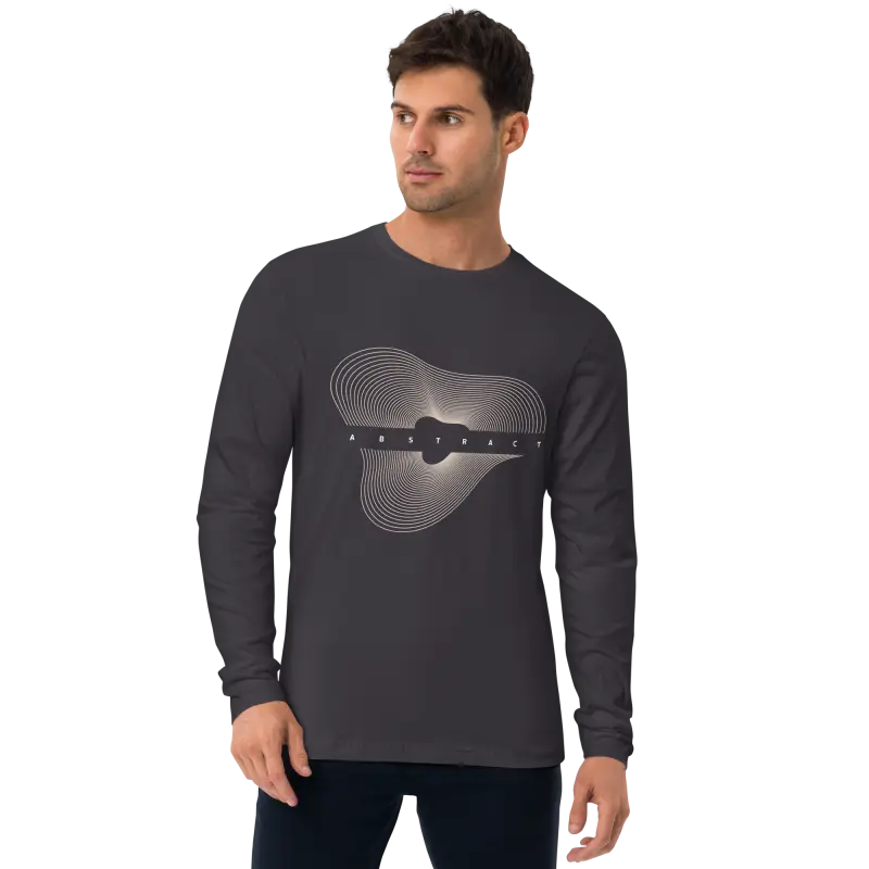 Chic Abstract Art Long Sleeve Fitted Tee for a Stylish Look - Heavy Metal / s T-shirt