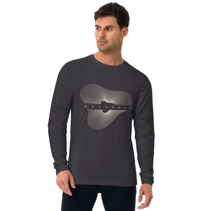 Chic Abstract Art Long Sleeve Fitted Tee for a Stylish Look - Heavy Metal / s T-shirt