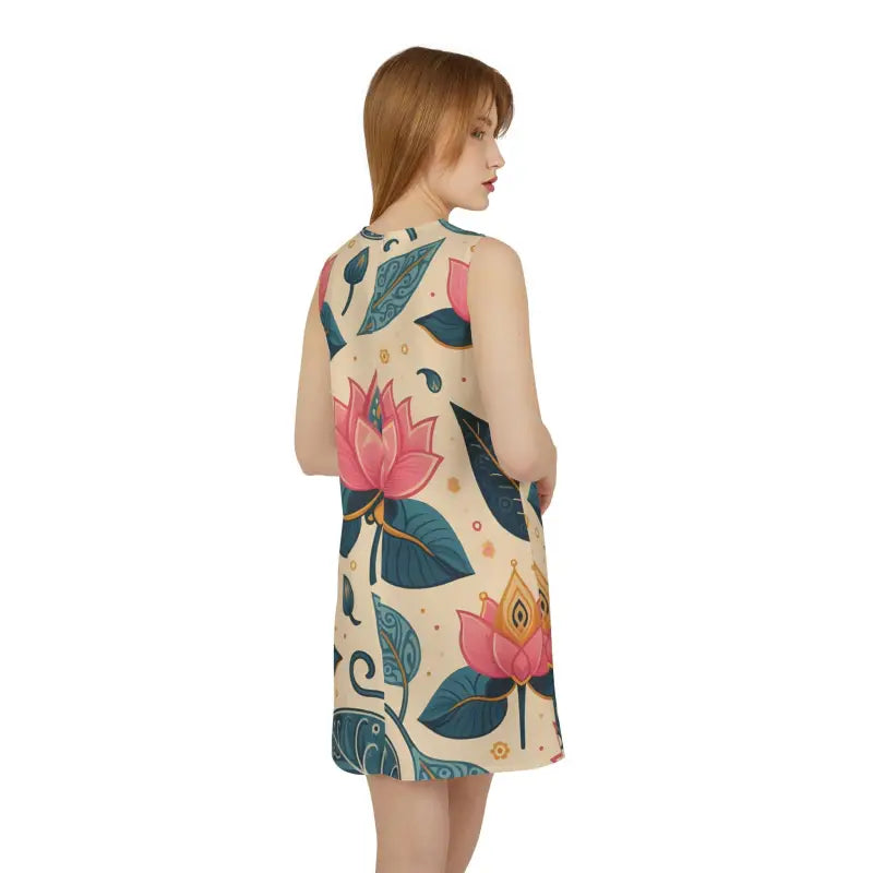 Chic Lotus Flower Sleeveless Dress - Effortless Elegance - Dresses