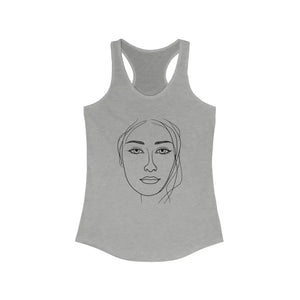 Chic Minimalist Sketch Women’s Racerback Tank - Dipaliz - Heather Grey / s - Tops