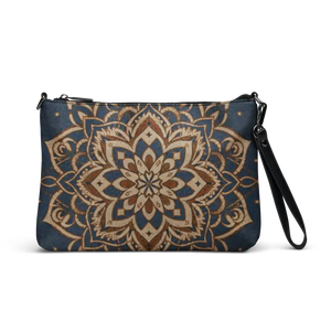 Navy Blue Mandal Pattern Crossbody Bag Premium Faux Leather Dipaliz - Cross Body Bags