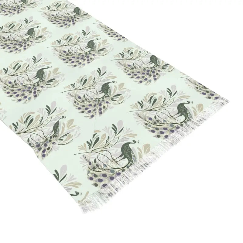 Elevate your Look with our Chic Peacock Print Scarf - 27’’ × 73’’