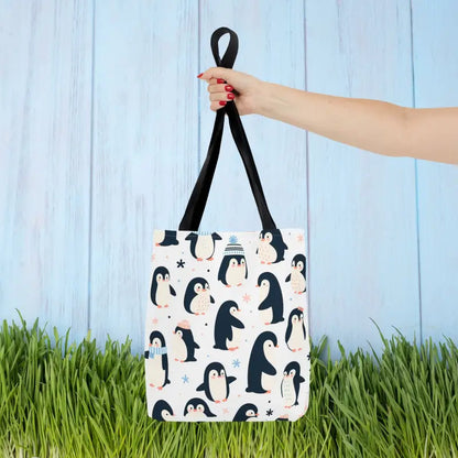 Chic Penguins Mufflers Aop Tote Bag 2024 Fashion Trend - 13’’ × / Black Bags