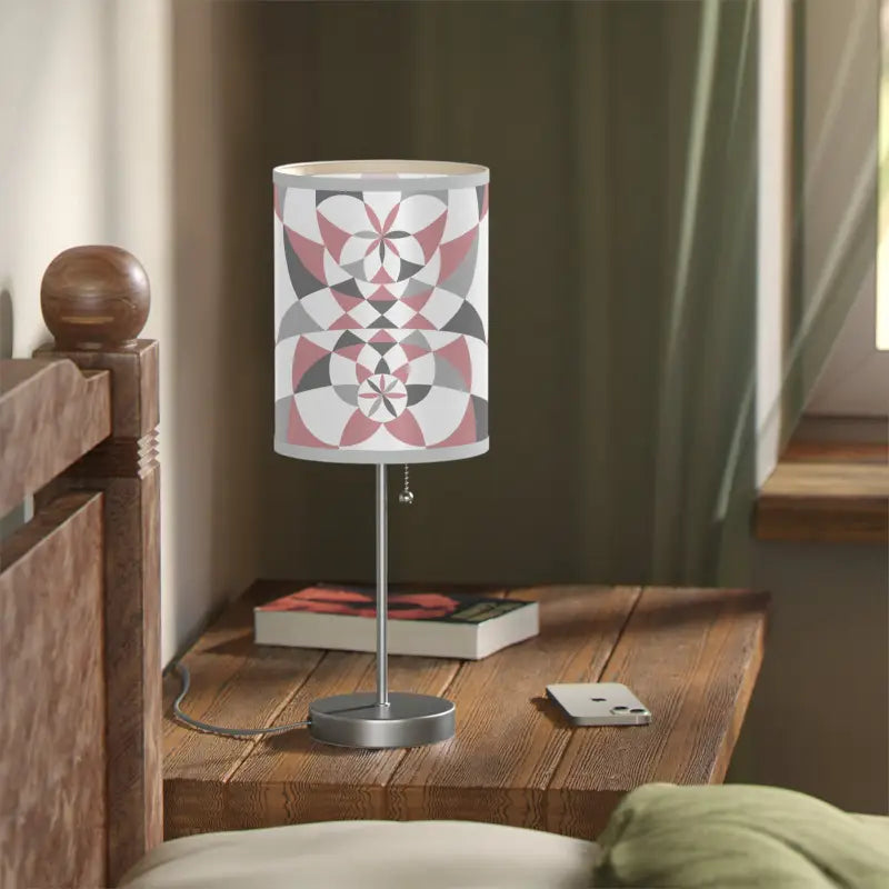 Elegant Grey Pattern Lamp for Us|ca - Cozy Pink Touch - Home Decor