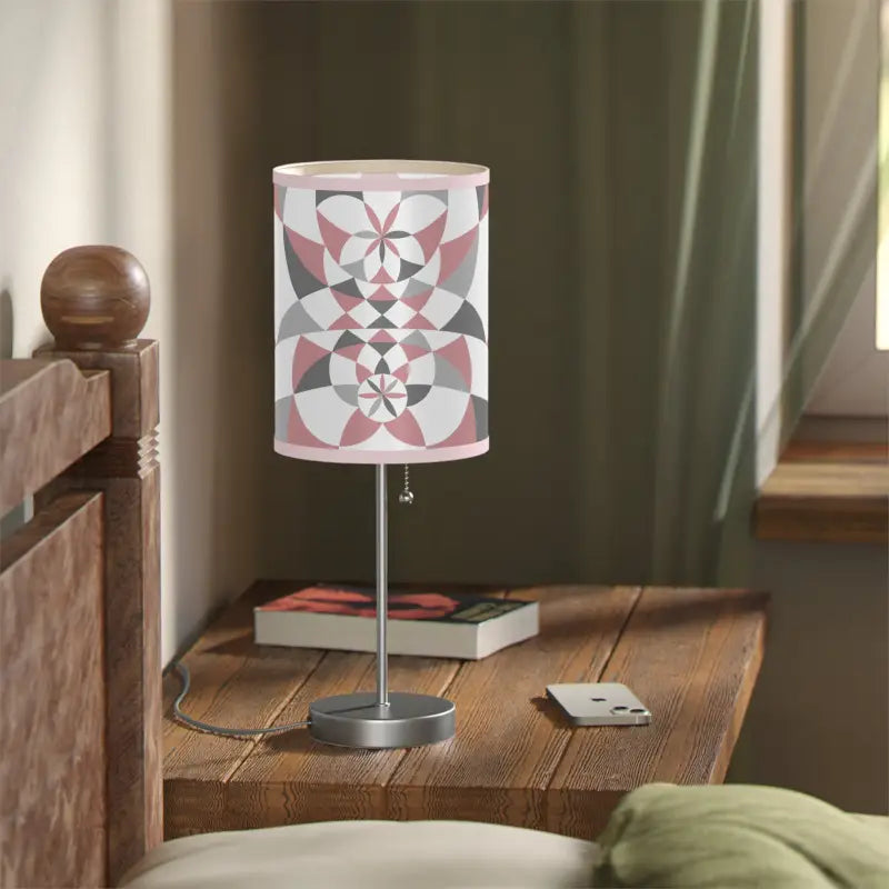 Elegant Grey Pattern Lamp for Us|ca - Cozy Pink Touch - Home Decor