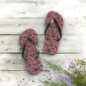 Pink Paisley Flip Flops - Unisex Summer Slippers - Dipaliz - m / Black Sole