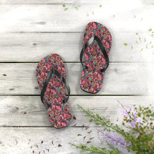 Pink Paisley Flip Flops - Unisex Summer Slippers - Dipaliz - s / Black Sole