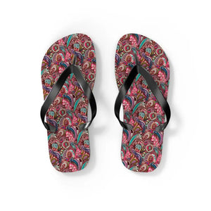 Pink Paisley Flip Flops - Unisex Summer Slippers - Dipaliz