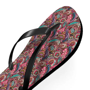Pink Paisley Flip Flops - Unisex Summer Slippers - Dipaliz