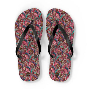 Pink Paisley Flip Flops - Unisex Summer Slippers - Dipaliz