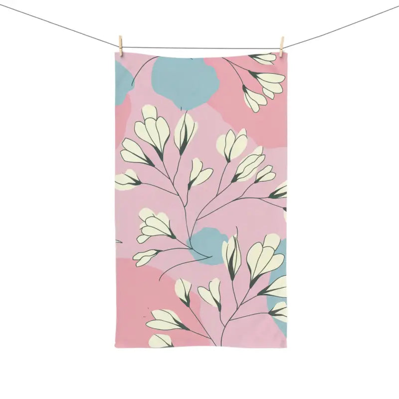 Chic Pink Pastel Floral Hand Towel: Elevate your Bathroom Style - White Base / 28’’ × 16’’ Home Decor