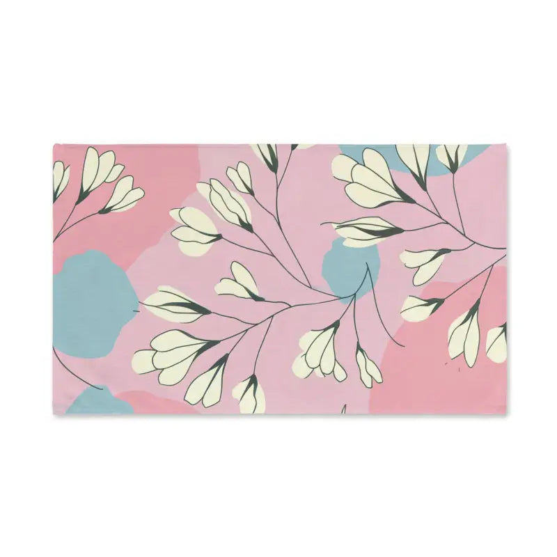 Chic Pink Pastel Floral Hand Towel: Elevate your Bathroom Style - White Base / 28’’ × 16’’ Home Decor