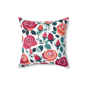Chic Red Rose Polyester Pillow - Luxe Comfort Decor - Dipaliz - 16’’ × - Throw Pillows