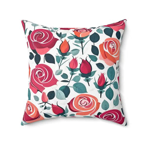 Chic Red Rose Polyester Pillow - Luxe Comfort Decor - Dipaliz - Throw Pillows