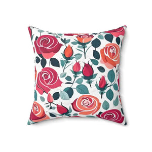 Chic Red Rose Polyester Pillow - Luxe Comfort Decor - Dipaliz - Throw Pillows
