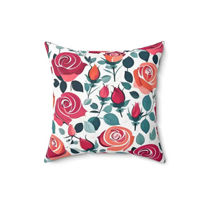 Chic Red Rose Polyester Pillow - Luxe Comfort Decor - Dipaliz - Throw Pillows