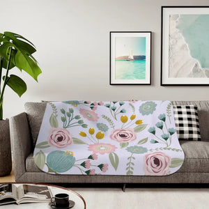 Sherpa Blanket Spring Florals Two Colors Cozy Comfort - Dipaliz - 50’’ × 60’’ / Grey - Blankets