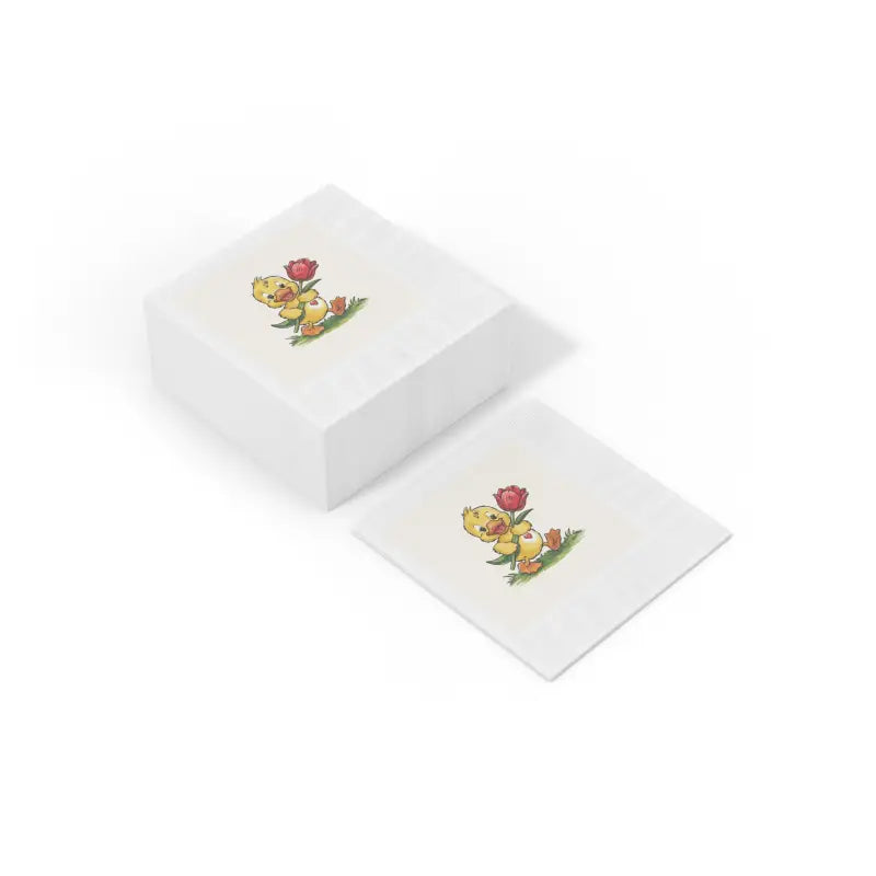 Whimsical Duck Chic: White Coined Napkins for any Event - 6.5’’ x / 50 Pcs Home Decor