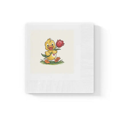 Whimsical Duck Chic: White Coined Napkins for any Event - Home Decor