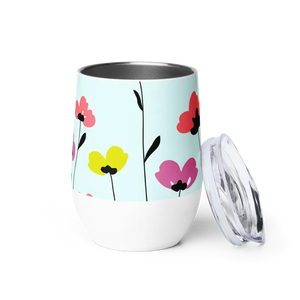 Wild Flowers Stainless Steel Wine Tumbler - Dipaliz - Tumblers