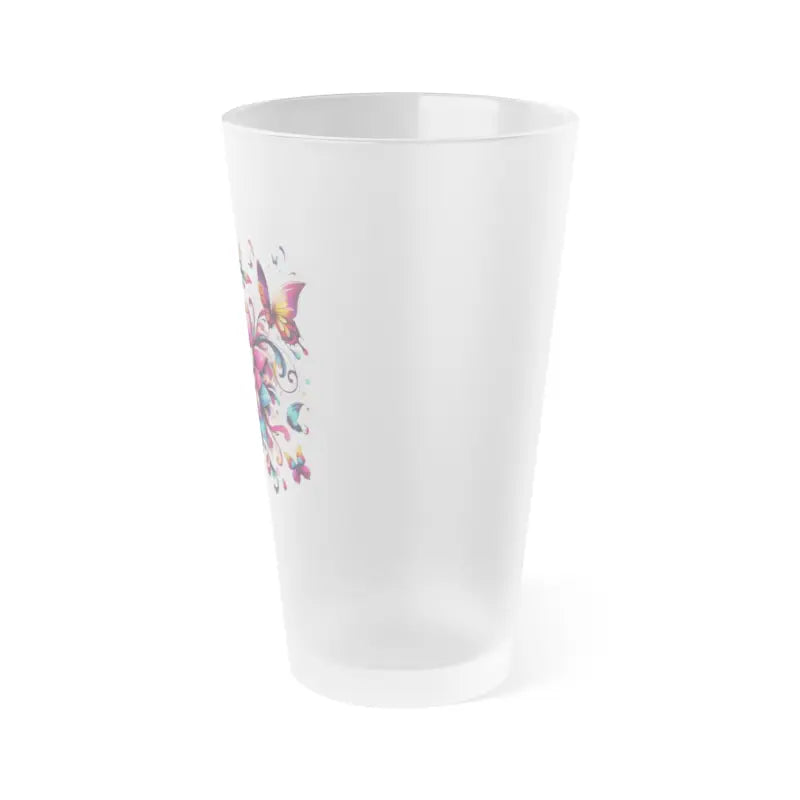 Chill in Style with our 16oz Frosted Flowers & Butterflies Glass - Mug