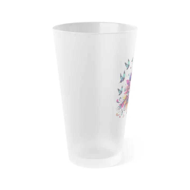 Chill in Style with our 16oz Frosted Flowers & Butterflies Glass - Mug