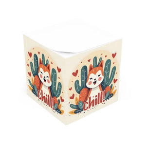 Chill Fox Note Cube - Vibrant Energy Sticky Notes - Dipaliz - White / one Size