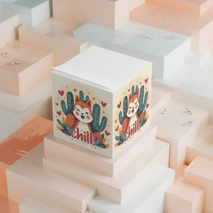 Chill Fox Note Cube - Vibrant Energy Sticky Notes - Dipaliz - White / one Size