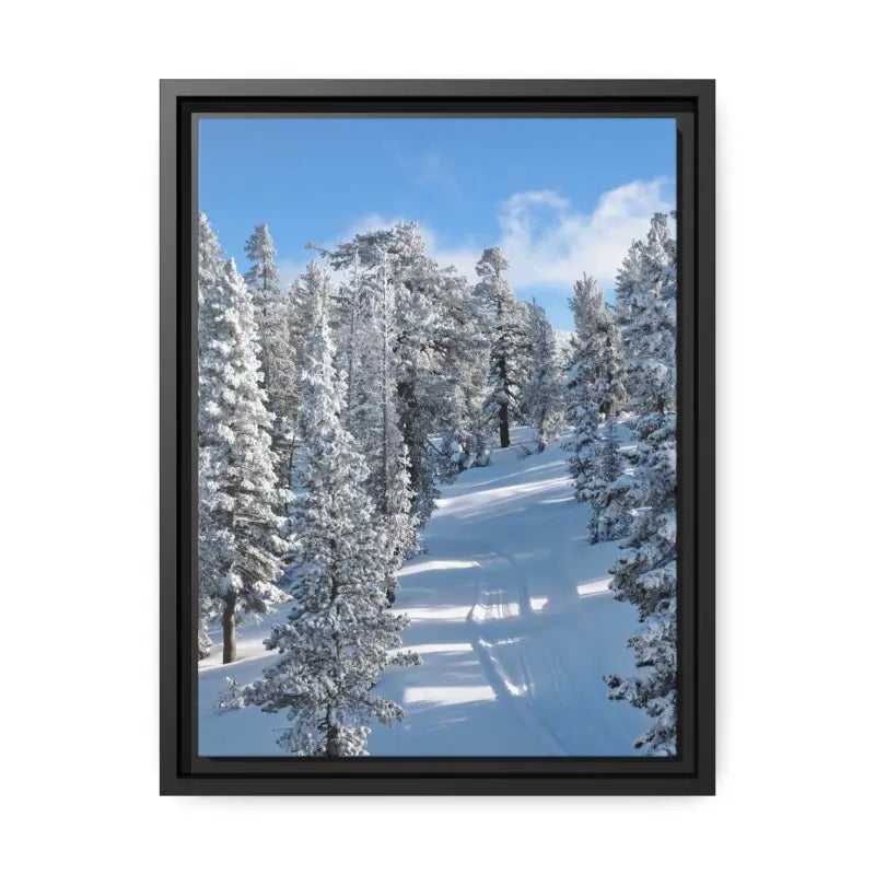 Chill out Snow Framed Canvas Winter Wonderland Decor - 12″ x 16″ (vertical) / Black / 1.25’’