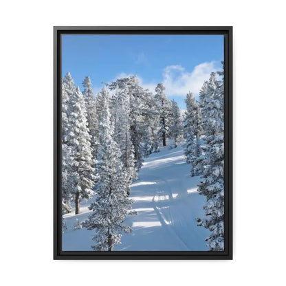 Chill out Snow Framed Canvas Winter Wonderland Decor - 18″ x 24″ (vertical) / Black / 1.25’’