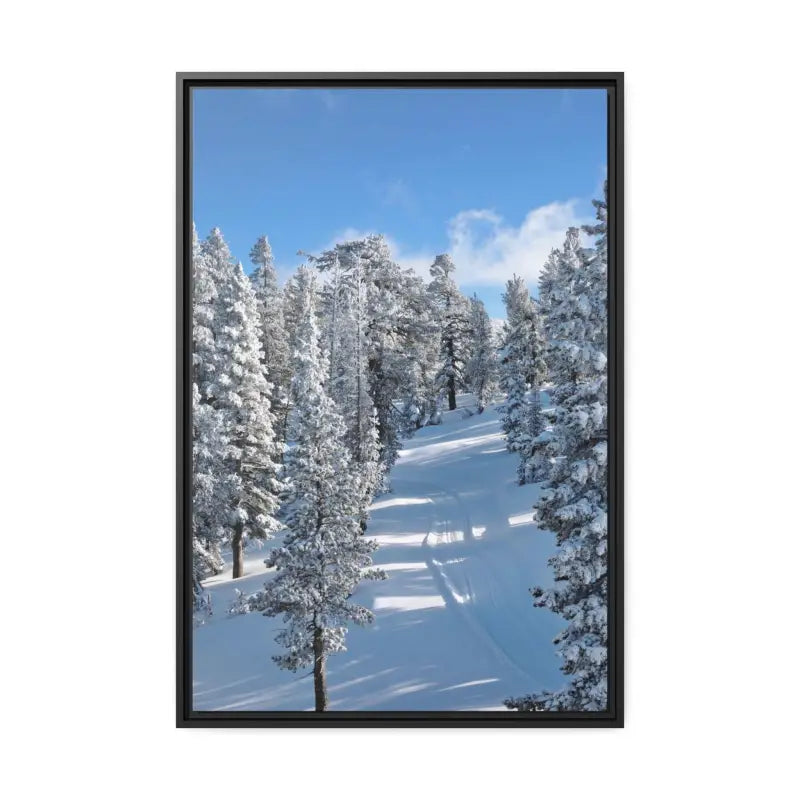 Chill out Snow Framed Canvas Winter Wonderland Decor - 24″ x 36″ (vertical) / Black / 1.25’’