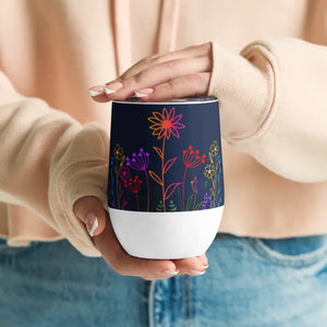 Wine Tumbler Colorful Wildflowers Insulated Chilled - Dipaliz - Tumblers