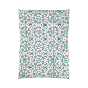 Grey Geometrical Pattern Comforter Set Modern Style Dipaliz - 68’’ × 92’’ - Quilts & Comforters