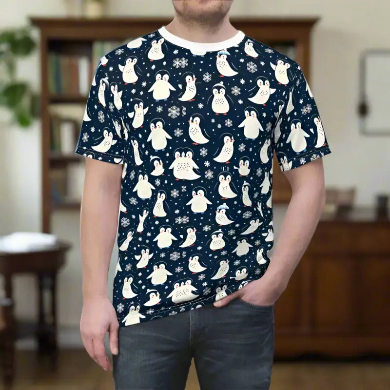 Unisex Penguin Sew Tee: Playful Winter Fun! - T-shirts