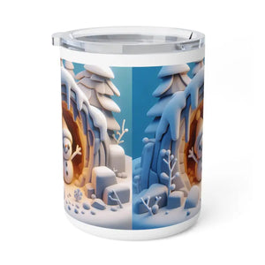Chill Snowman Insulated Coffee Mug with Clear Acrylic Lid - Dipaliz - 10oz / White - Mugs