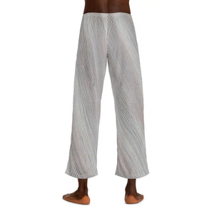 Pajama Pants White Oblique Stripes Grey Black Runway Style - Dipaliz - Pajamas
