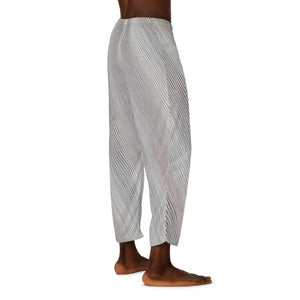Pajama Pants White Oblique Stripes Grey Black Runway Style - Dipaliz - Pajamas