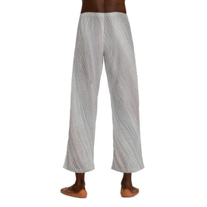Pajama Pants White Oblique Stripes Grey Black Runway Style - Dipaliz - Pajamas