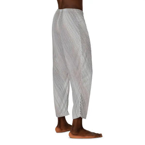 Pajama Pants White Oblique Stripes Grey Black Runway Style - Dipaliz - Pajamas