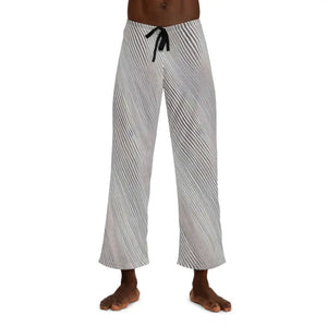 Pajama Pants White Oblique Stripes Grey Black Runway Style - Dipaliz - Pajamas