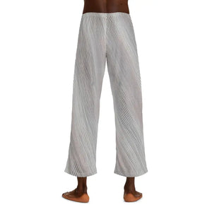 Pajama Pants White Oblique Stripes Grey Black Runway Style - Dipaliz - Pajamas