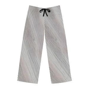 Pajama Pants White Oblique Stripes Grey Black Runway Style - Dipaliz - m / Stitching - Pajamas