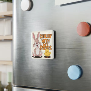 Festive Easter Porcelain Magnet - Glossy Finish Spring Decor - Dipaliz - White / 2’’ x / Square - Home